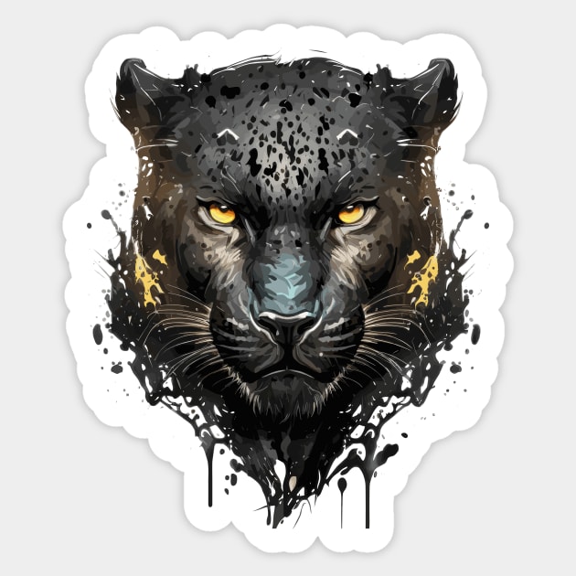 Panther Portrait Animal Painting Wildlife Outdoors Adventure Sticker by Cubebox